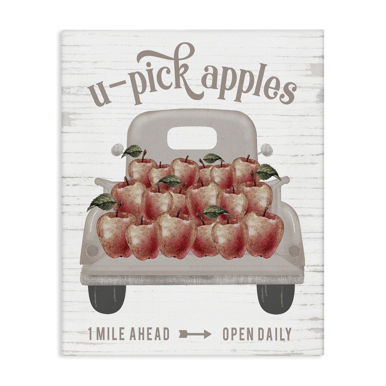 U-Pick Apples Autumn Harvest Truckload Rustic Sign Canvas Art